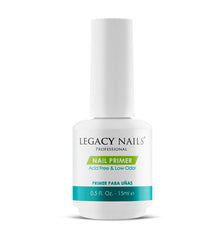 Legacy Nails Nail Primer bottle front view highlighting base for long wear