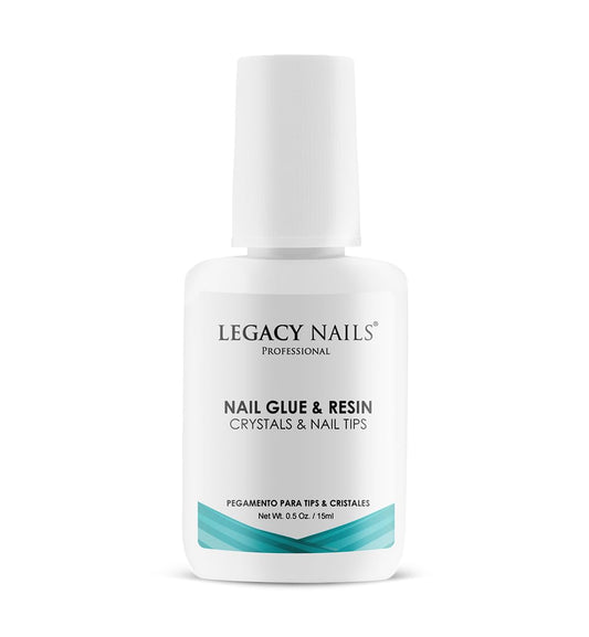 Legacy Nails Pro Nail Glue 0.5oz brush-on bottle for precise, mess-free application.