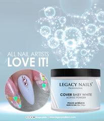 Legacy Nails sheer natural look acrylic powder delivers subtle coverage for healthy-looking nails.