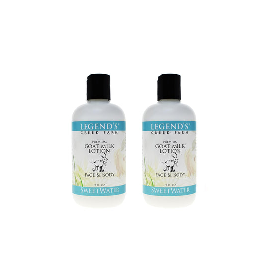 Legend's Creek Goat Milk Lotion bottle provides silky body hydration.