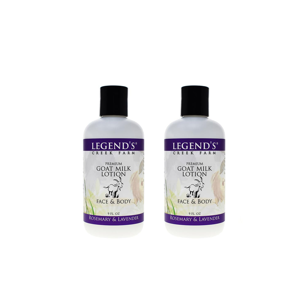 Legend's Creek Goat Milk Lotion bottle with rosemary and lavender for daily hydration