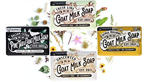 Legend's Creek Goat Milk Soap bundle display with assorted bars
