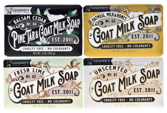 Legend's Creek Goat Milk Soap triple milled bar with creamy lather for gentle cleansing