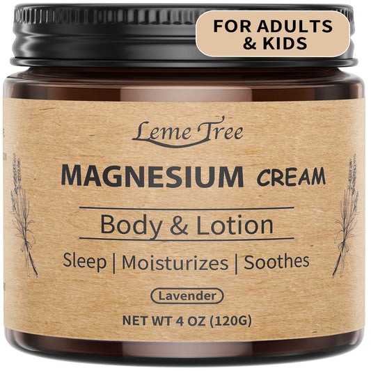 LemeTree Magnesium Cream bottle for sleep with lavender scent
