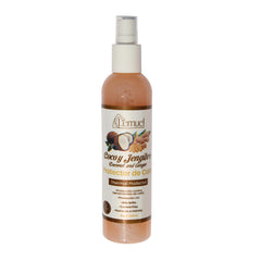 Lemuel Coconut Ginger Thermal Protector bottle pouring, protects hair from heat and adds shine.