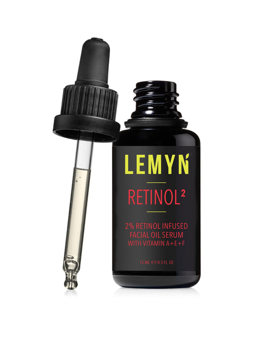 Lemyn Organics Retinol2 serum bottle in violet glass preserves freshness