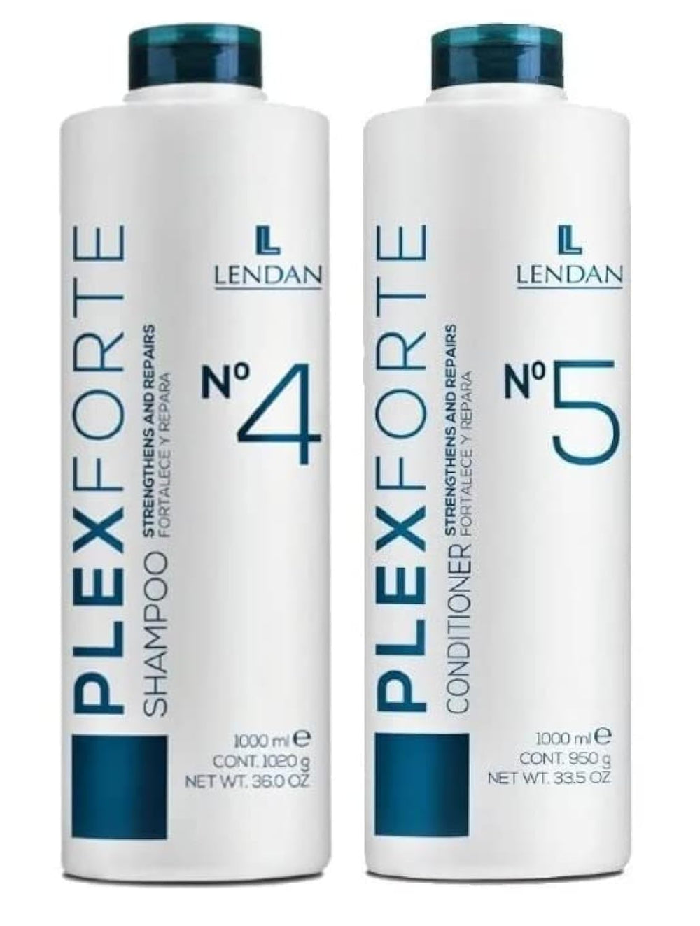 Lendan Plex Forte Shampoo bottle restores strength and shine, ideal for hair recovery.
