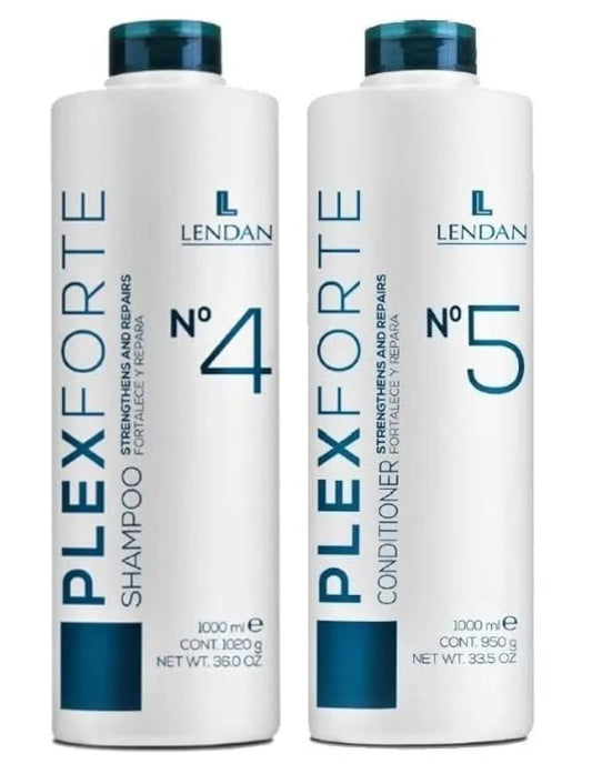 Lendan Plex Forte Shampoo bottle restores strength and shine, ideal for hair recovery.