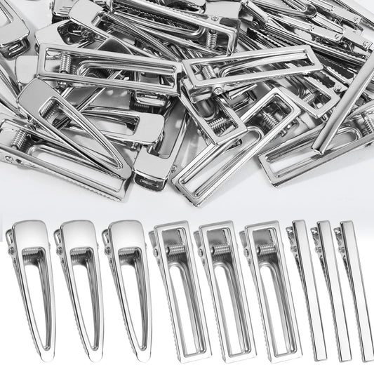 LEOBRO metal hair clips close-up showing sturdy alligator clasps and silver finish