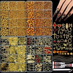LERBOU flatback gold pearls for elegant nail accents and easy placement
