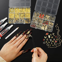 LERBOU punk style nail art charms box for bold, fashion-forward looks