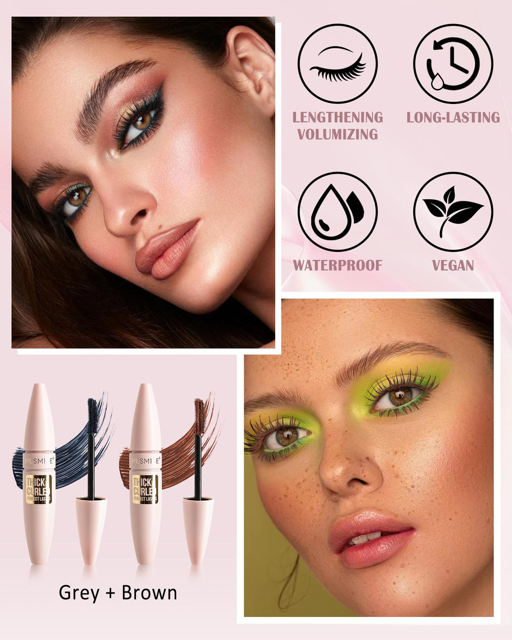 Lestpola mascara dual-sided brush for even, voluminous length and defined lashes.