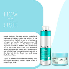 Let Me Be Smoothing Protein application for quick, heat-activated straightening.