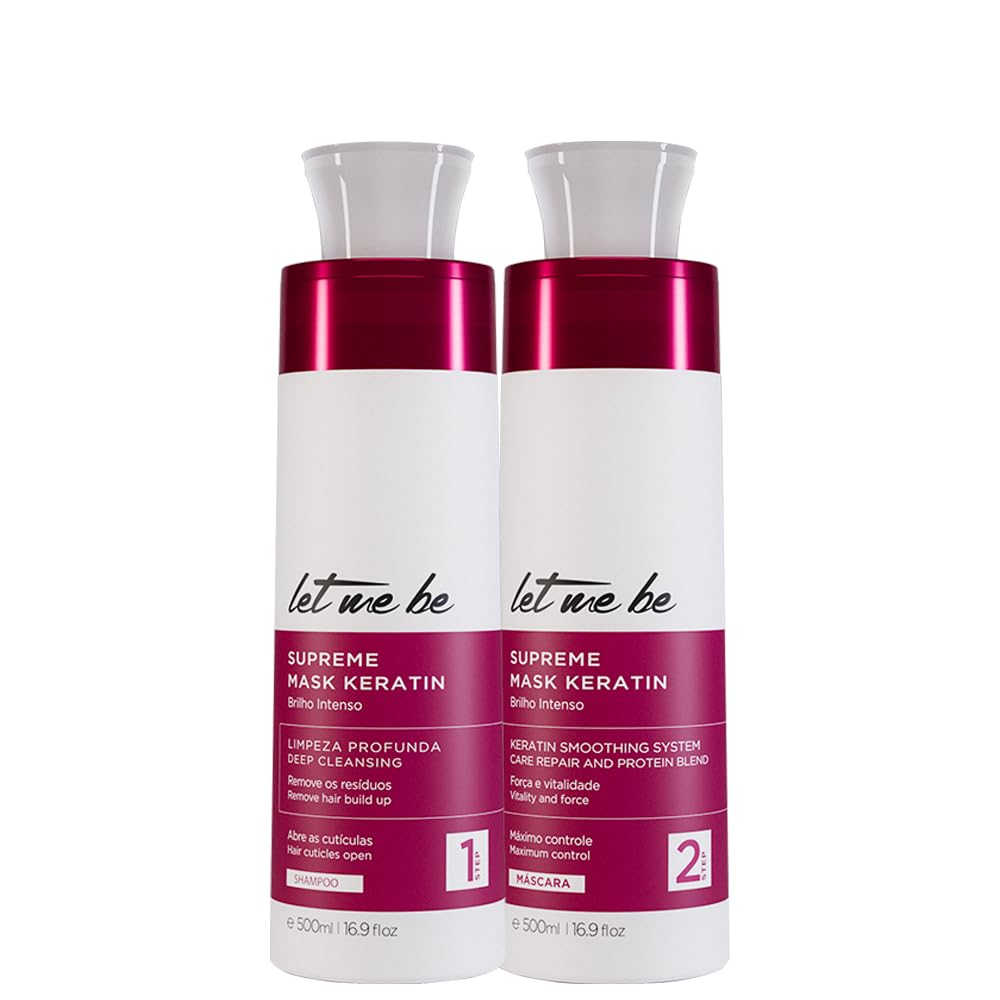 Let Me Be Supreme Keratin Kit deep cleansing shampoo bottle pour for a refreshed scalp.