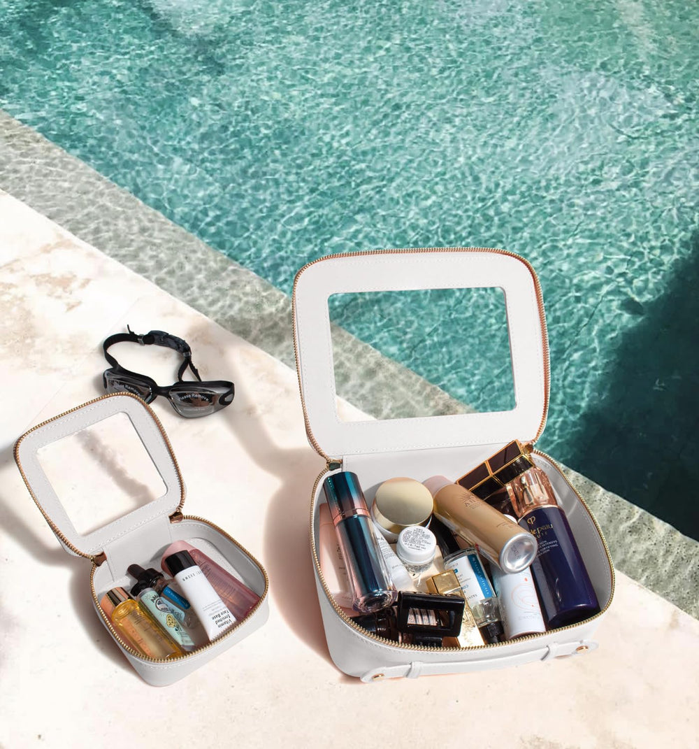 LETGO large clear makeup bag packed with items for quick access during trips