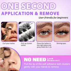 Leurforu reusable durable false eyelashes cluster set in use.