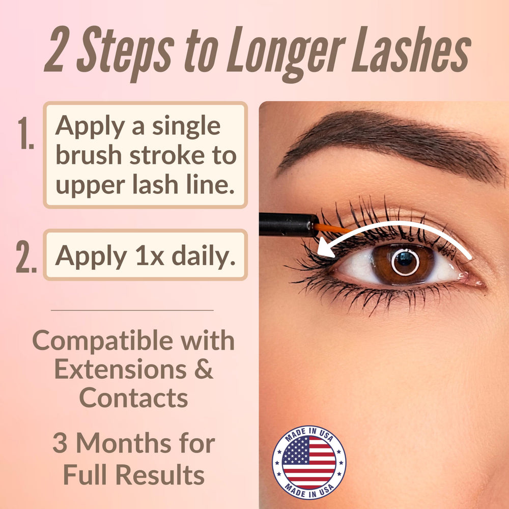 LeVaye Show Lash Serum on lashes example illustrating subtle lengthening effect.