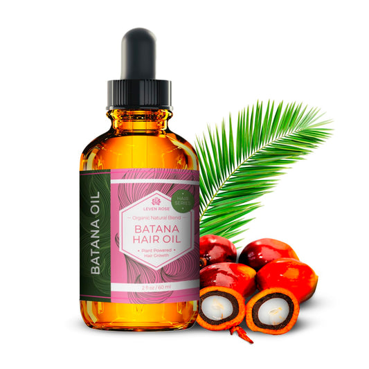 Leven Rose Batana Oil bottle front shows purity for hair care