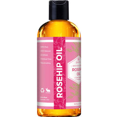 Close-up of Leven Rose packaging highlights unrefined cold-pressed formula