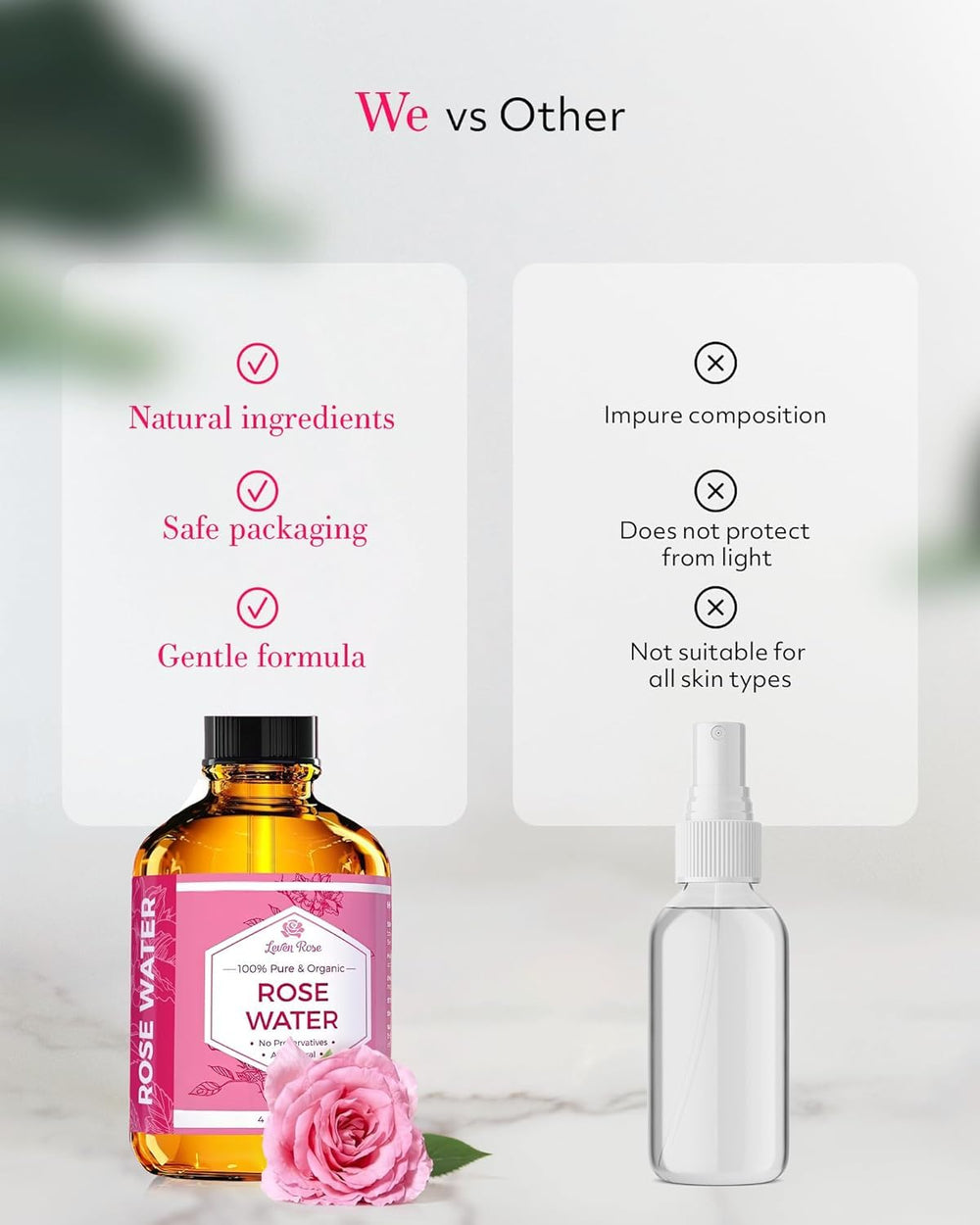 Leven Rose Rose Water Spray after sun for soothing refreshment