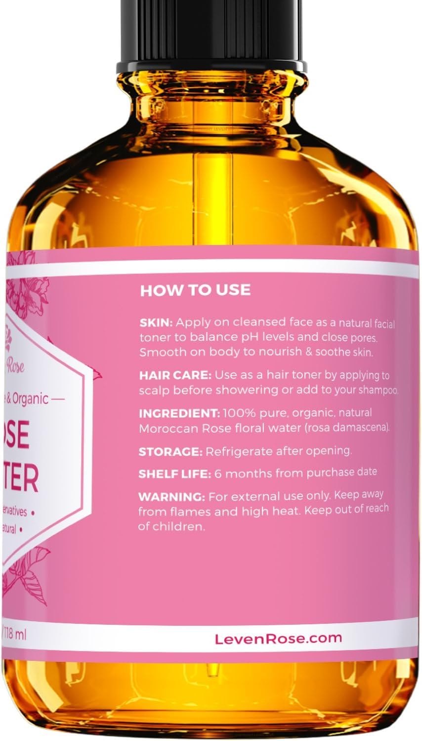 Leven Rose Rose Water Spray used as hair refreshment and scalp comfort