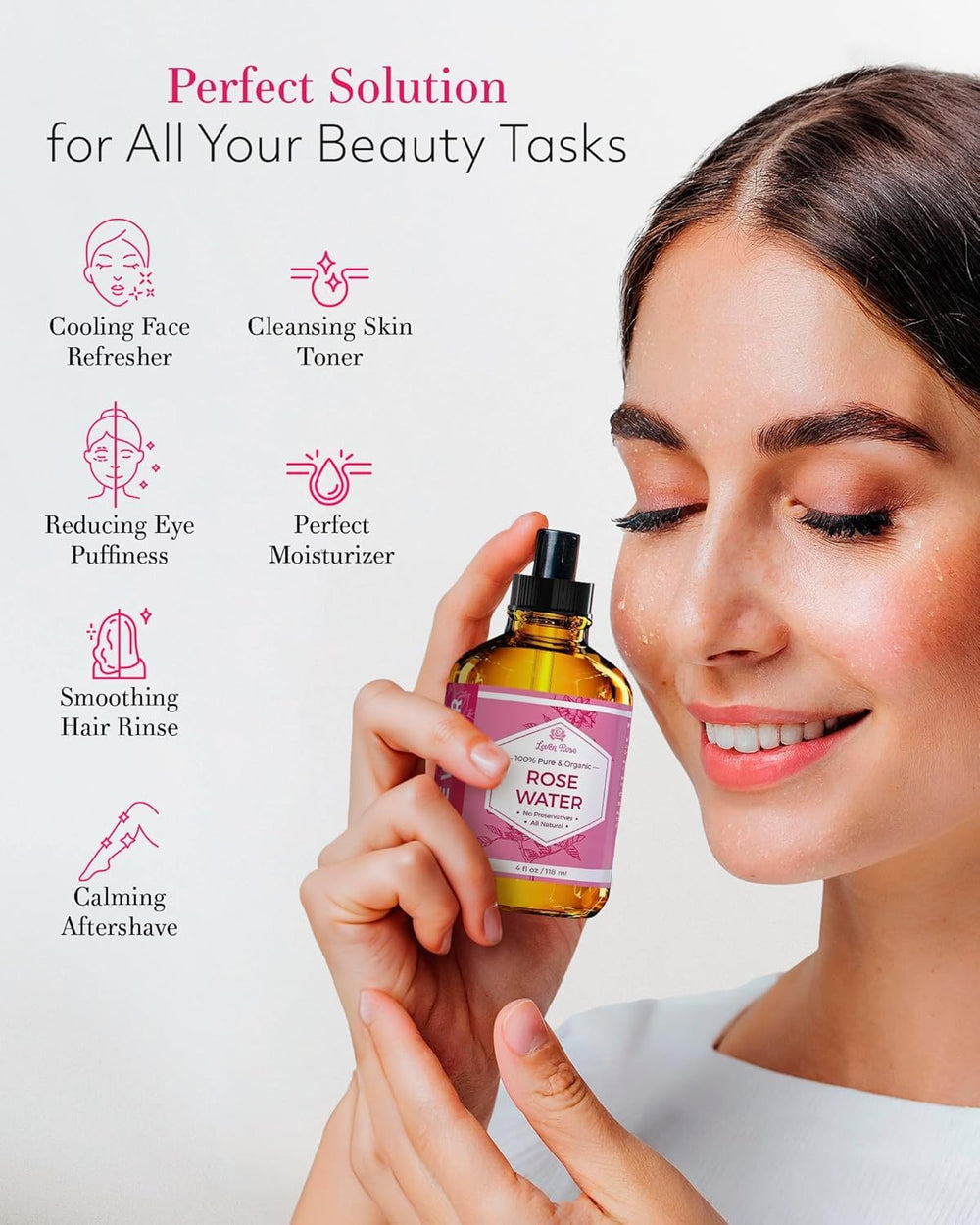 Leven Rose Rose Water Spray ingredients reveal pure rose petals for sensitive skin