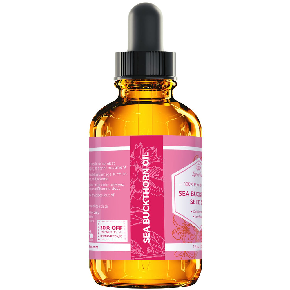 Leven Rose Sea Buckthorn Oil ingredients highlight beta carotene and vitamins.