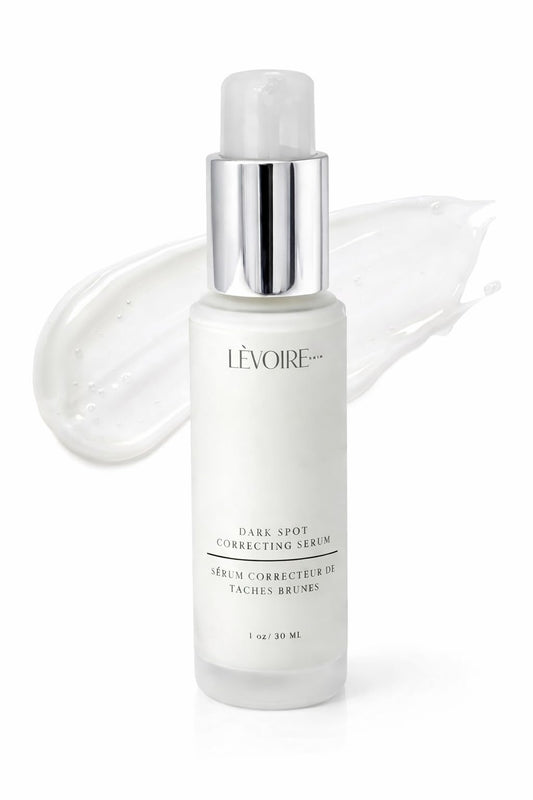 LEVOIRE SKIN dark-spot-serum bottle closeup highlighting premium packaging and daily use
