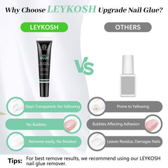 LEYKOSH remover-compatible glue shown for easy removal