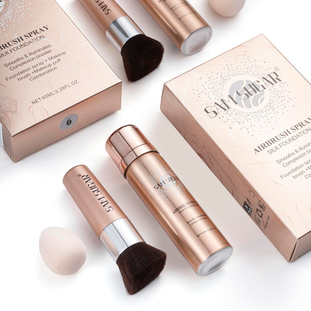 Lezero AirBrush Foundation Spray shade Sunny Beige for bright warm undertones