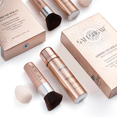 Lezero AirBrush Foundation Spray shade Sunny Beige for bright warm undertones