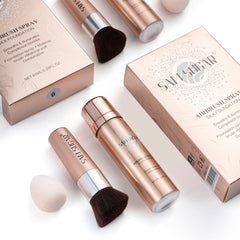 Lezero AirBrush Foundation Spray shade Warm Honey for warm deeper tones