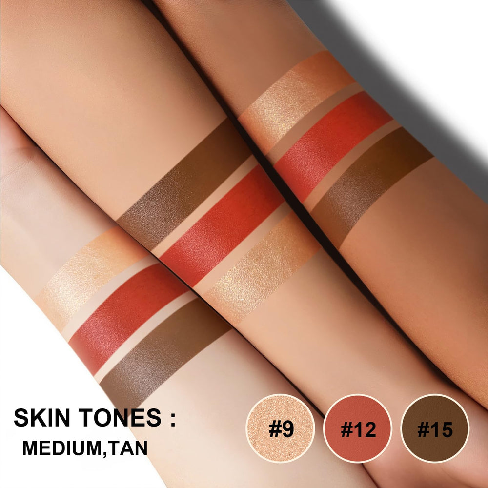 Lezero blush-stick in soft petal shade adds a light, seamless flush to the apples.