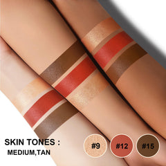 Lezero blush-stick in soft petal shade adds a light, seamless flush to the apples.
