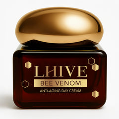 LHIVE bee venom cream jar shows a rich texture for firmer, radiant skin.