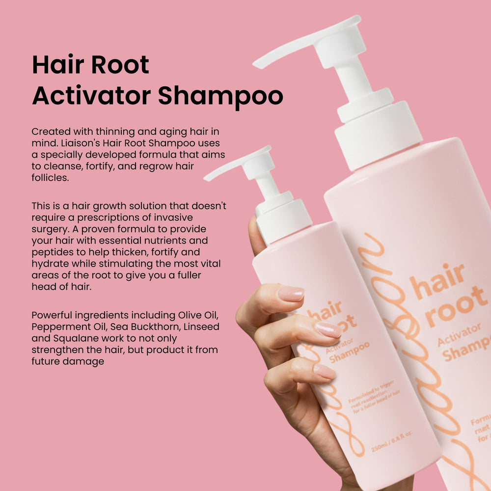 Liaison Hair Bond Shampoo creamy lather shown, inviting refreshing cleanse.