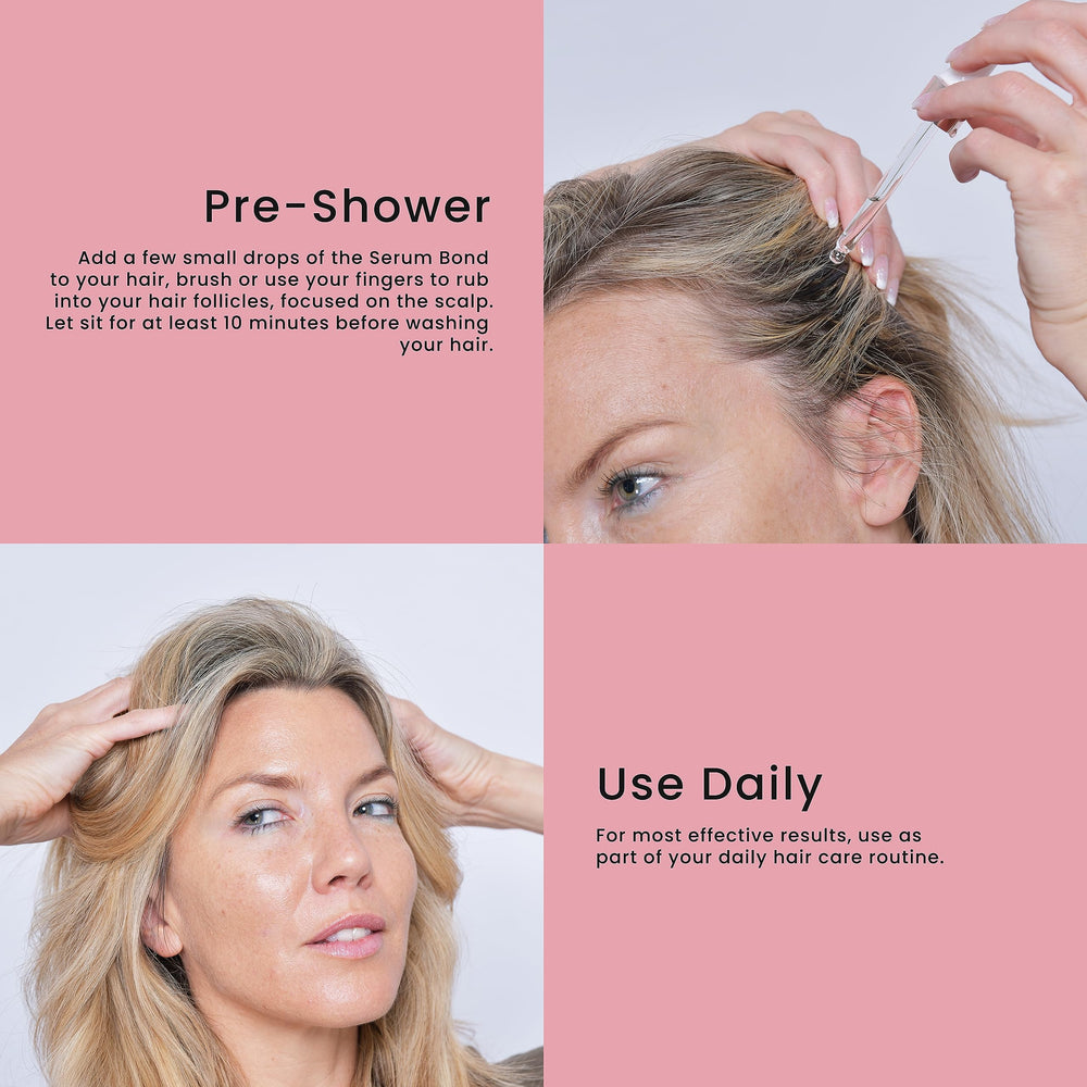 Liaison Serum on scalp during application, promoting renewed vitality and growth potential.