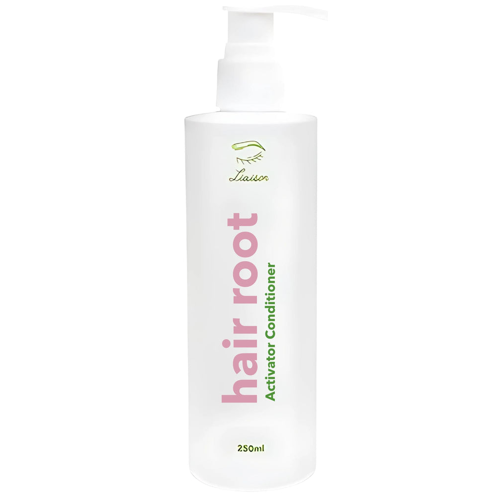 Liaison Hair Root Activator Conditioner bottle promotes root nourishment and fuller hair.