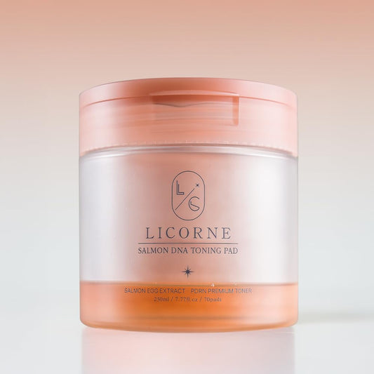 LICORNE salmon DNA toning pad embossed side lifting residue for a refreshed complexion.