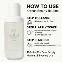 LICORNE Toner application swipe indicates easy daily use