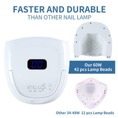 Liddy Art UV LED Nail Lamp 60W interior with full-coverage 42 LEDs for even curing.