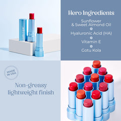 Lido Lips lip balm application on lips highlighting non-sticky comfort