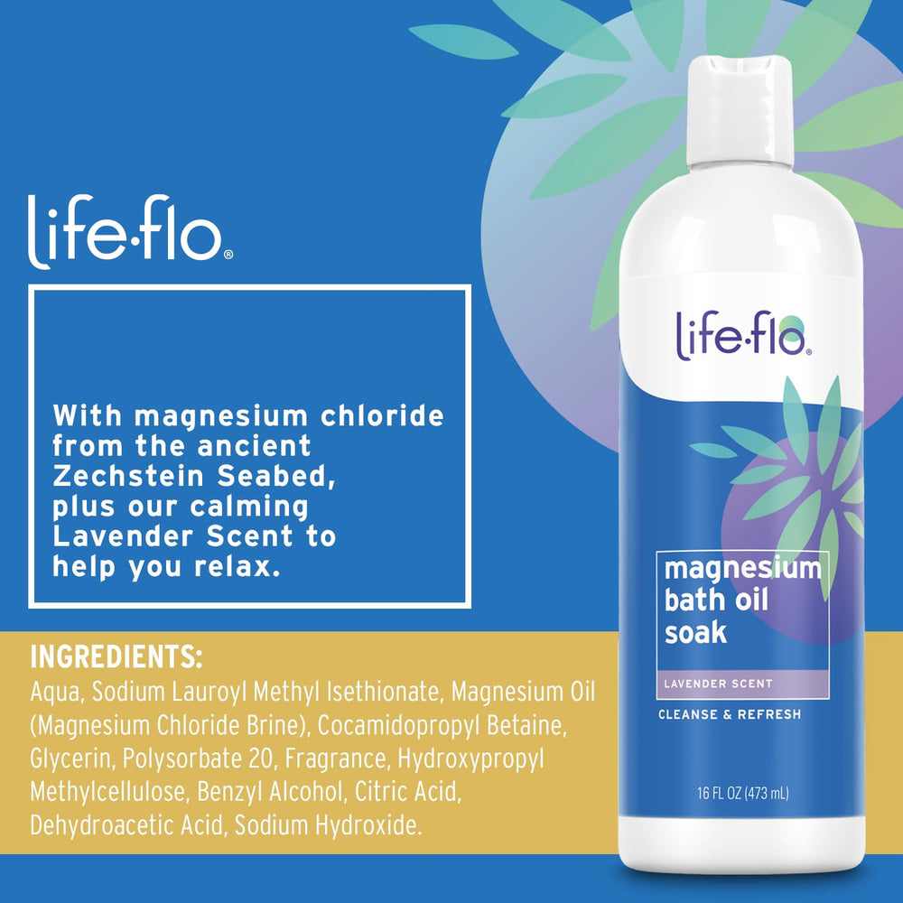 Life-flo Magnesium Oil Bath Soak Lavender bubble closeup showing gentle cleansing.