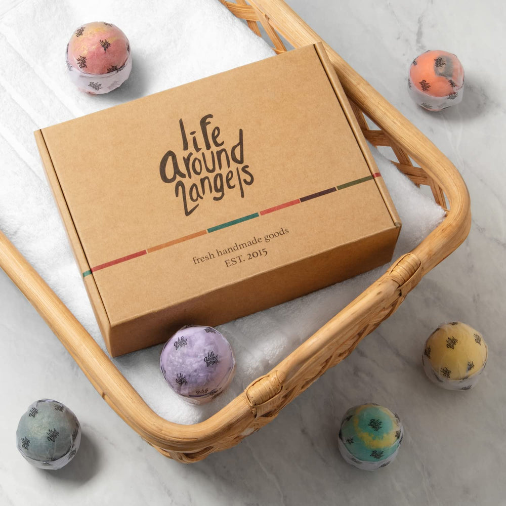 Lifearound2Angels luxury bath bombs with shea and cocoa butter nourish dry skin during home spa