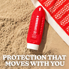 LIFEGUARD sunscreen on beach during outdoor activity