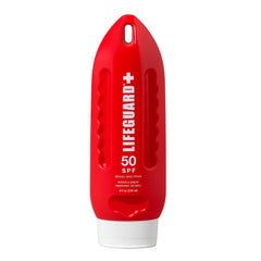 LIFEGUARD SPF 50 sunscreen lotion bottle ready for daily use