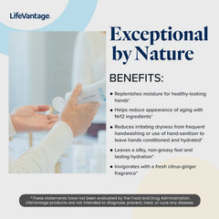 LifeVantage TrueScience Hand Cream with sunflower oil nourishes and softens skin.