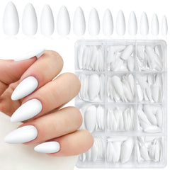 Lifextol almond press-on nails in matte white for a quick at-home manicure