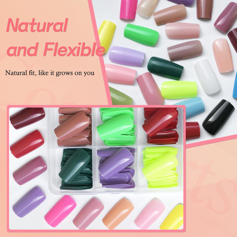 Lifextol square press-on nails colors variety for quick daily looks