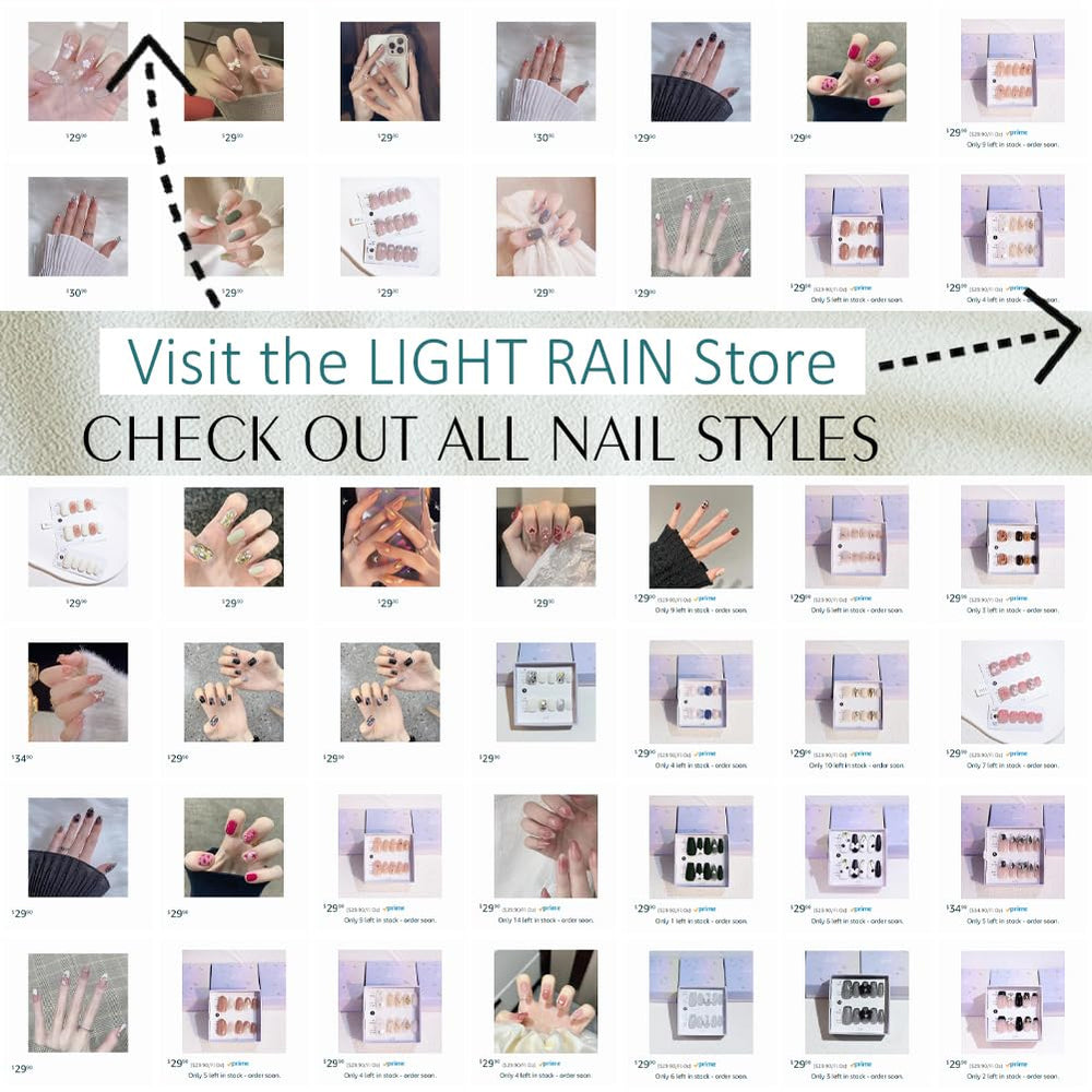 Light Rain complete apply kit with file and tools for DIY manicure at home.